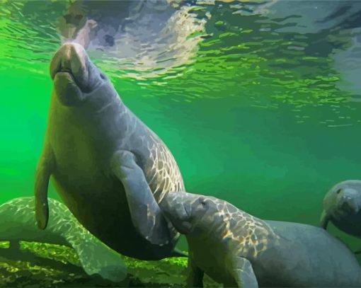 Manatee Family Diamond Painting