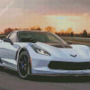 White Corvette Z06 Diamond Painting