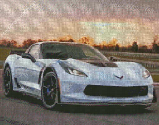 White Corvette Z06 Diamond Painting