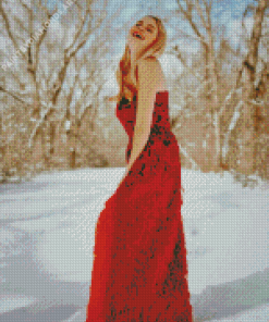Woman In Red Diamond Painting