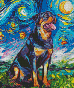 Rottweiler Starry Night Diamond Painting