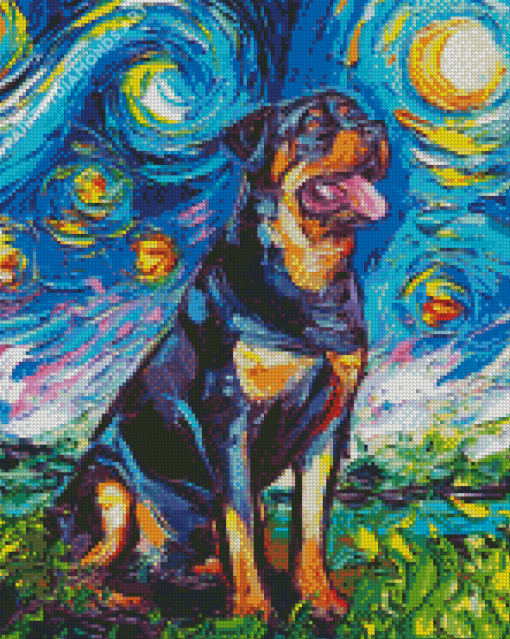 Rottweiler Starry Night Diamond Painting