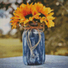 Sunflowers In Blue Jar Diamond Painting