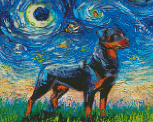 Starry Night Rottweiler Diamond Painting