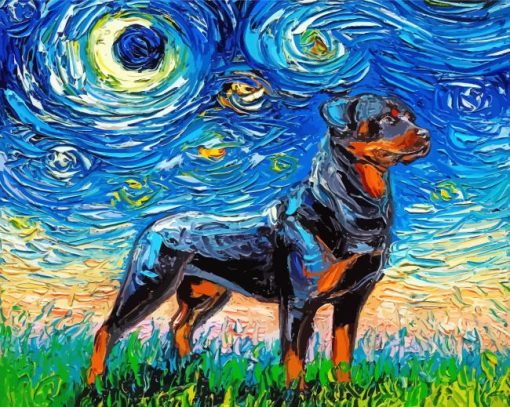 Starry Night Rottweiler Diamond Painting