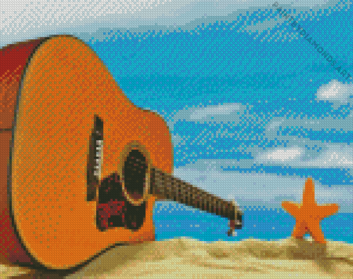 Beach Guitar Diamond Painting