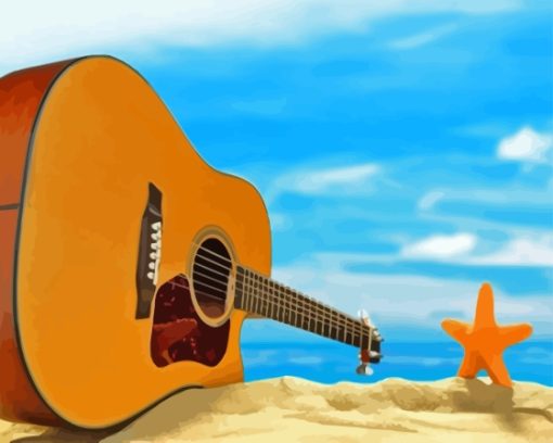 Beach Guitar Diamond Painting