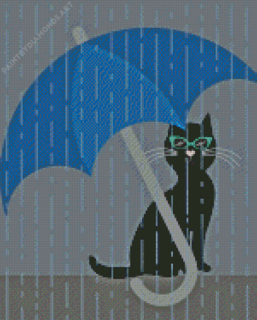 Cat And Umbrella Diamond Painting