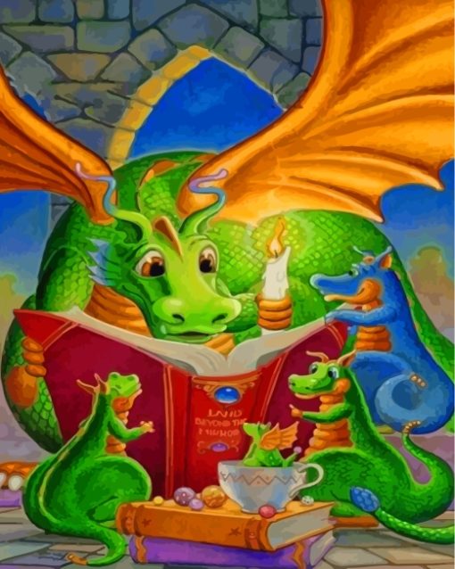 Dragon Reading Story Diamond Painting