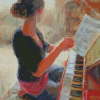 Woman Playing Piano Diamond Painting
