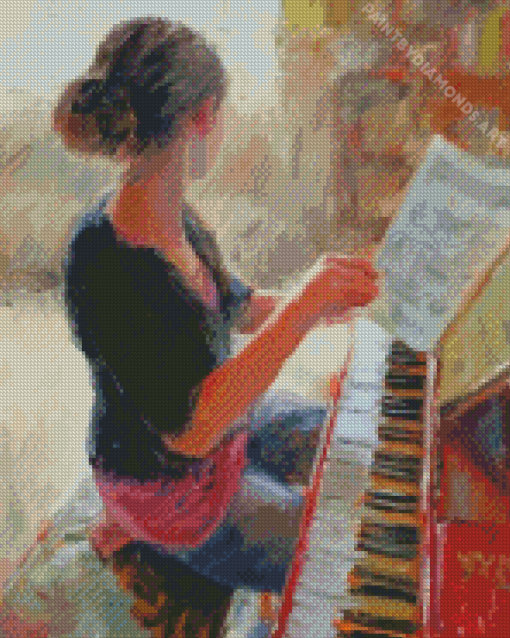 Woman Playing Piano Diamond Painting