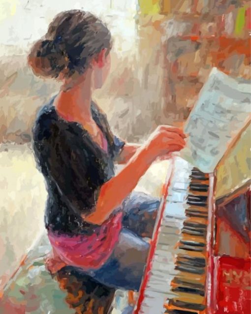 Woman Playing Piano Diamond Painting