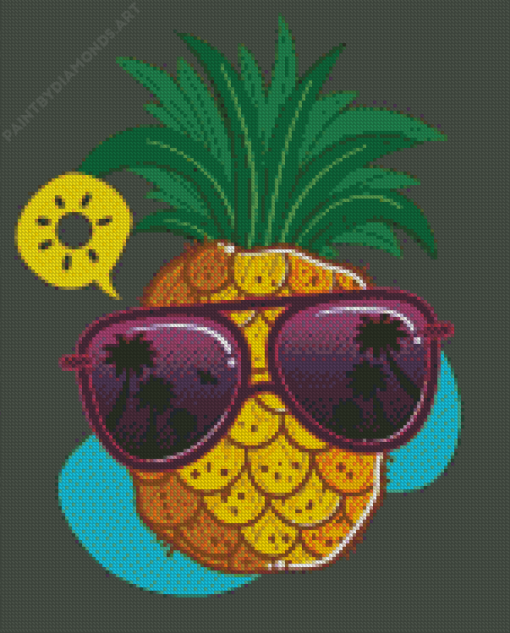 Pineapple With Sunglasses Diamond Painting