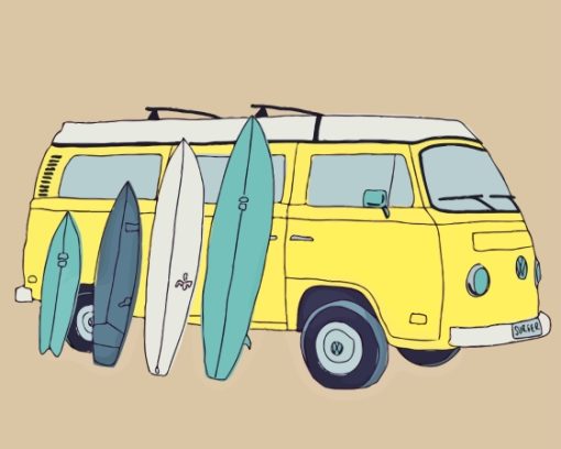 Van With Surfboards Diamond Painting