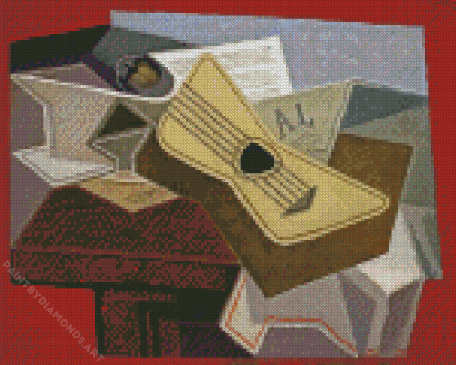 Guitar And Newspaper Diamond Painting
