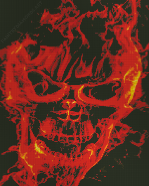 Flaming Skull Diamond Painting