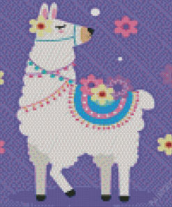Llama And Flowers Diamond Painting
