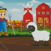 Farmer With Sheep Diamond Painting