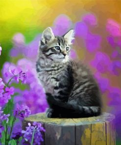 Cat With Flowers Diamond Painting