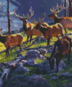 Elk Herd Wildlife Diamond Painting