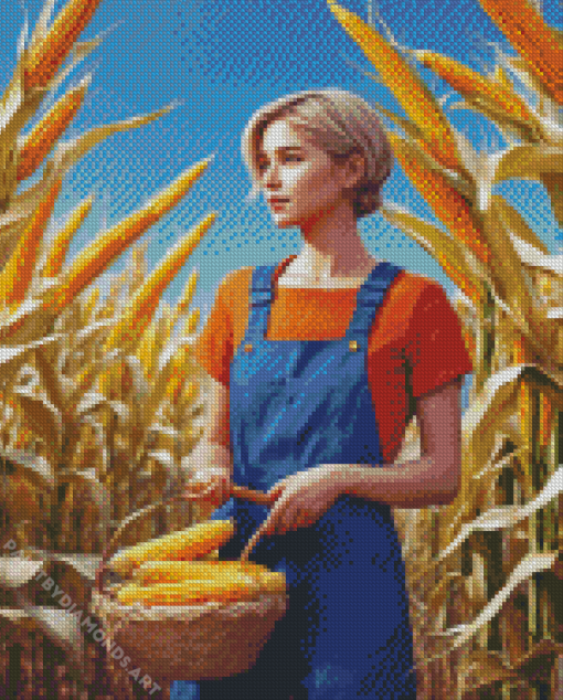 Woman In Corn Field Diamond Painting