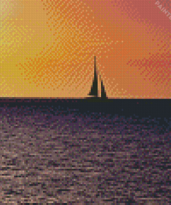 Boat In Sunset Diamond Painting