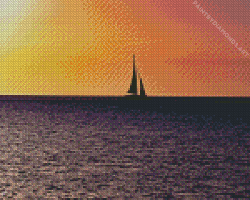 Boat In Sunset Diamond Painting