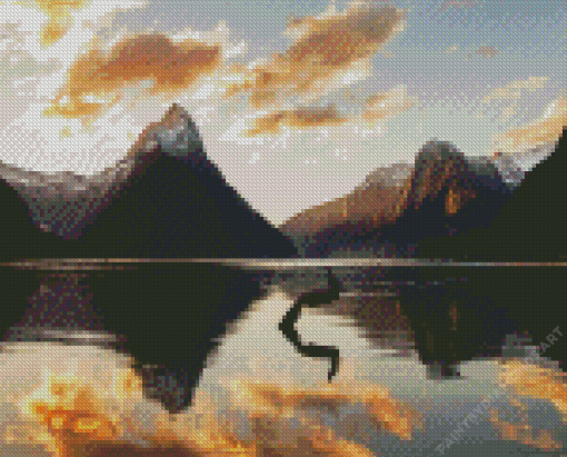 Golden Milford Sound Diamond Painting