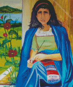 Young Woman Knitting Diamond Painting