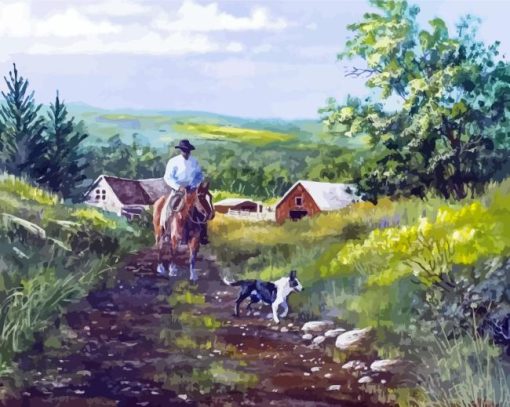 Cowboy And Horse Diamond Painting