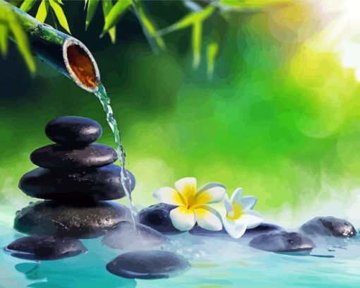 Zen Stones And Flowers Diamond Painting