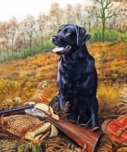 Black Hunting Dog Diamond Painting