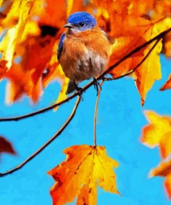 Blue Bird in Autumn Diamond Painting