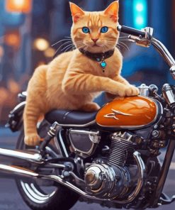 Cat on Motorcycle Diamond Painting