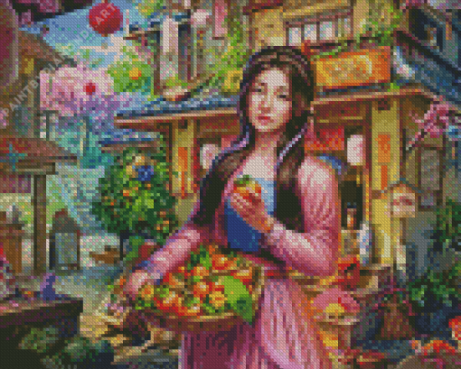 Chinese Fruit Seller Diamond Painting