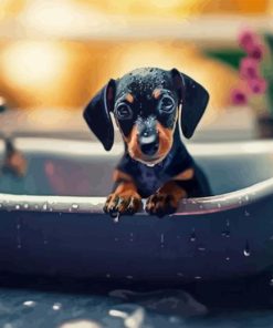 Dog In A Tub Diamond Painting