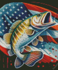 Fish And Us Flag Diamond Painting