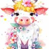 Floral Cow Baby Diamond Painting