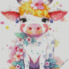 Floral Cow Baby Diamond Painting