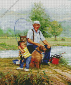Grandpa Fishing Diamond Painting