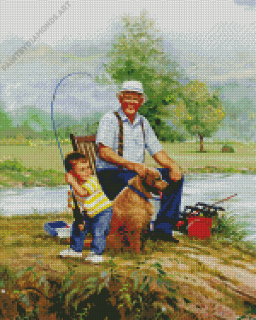Grandpa Fishing Diamond Painting