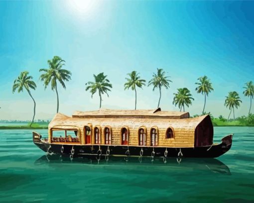 Kerala Boat Tour Diamond Painting