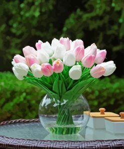 Pink Tulips in Vase Diamond Painting