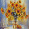 Sunflower Vase and Lemons Diamond Painting