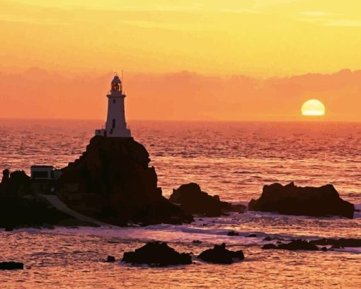 Sunset Jersey Lighthouse Diamond Painting