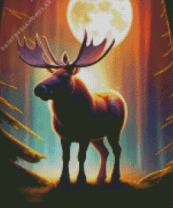 Wild Moose and Moon Diamond Painting