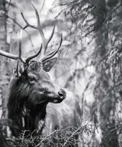 Black And White Elk Diamond Painting