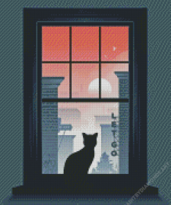 Cat Window Diamond Painting