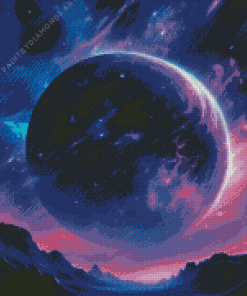 Purple Planet In Space Diamond Painting