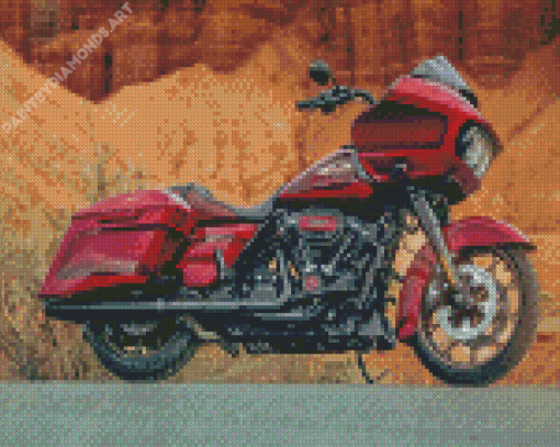Red Harley Glide Diamond Painting
